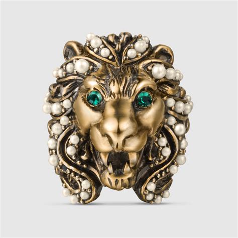 gucci lion ring silver|Gucci lion head necklace.